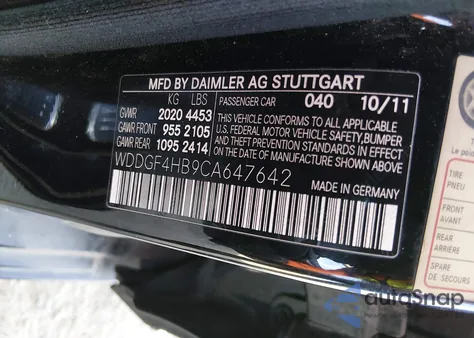 2012 Mercedes-Benz C 250 Sport from USA, damaged, VIN WDDGF4HB9CA647642